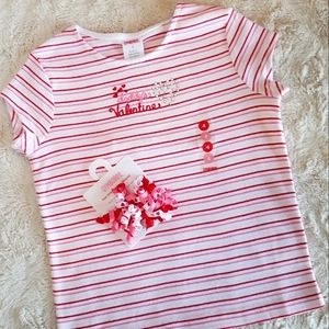 Gymboree "daddy's Valentine" Vintage tee + heart curly hair clip Sz4